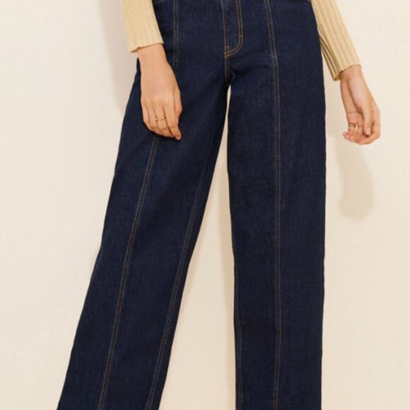 BAUM UND PFERDGARTEN Nara Wide-Leg Ankle Crop Dark Denim Jeans Sz 34 (US 2) - Picture 4 of 15